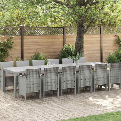 Set da Pranzo per Giardino 13 pcs Grigio chiaro Rattan Polt - homemem39