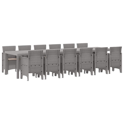 Set da Pranzo per Giardino 13 pcs Grigio chiaro Rattan Polt - homemem39