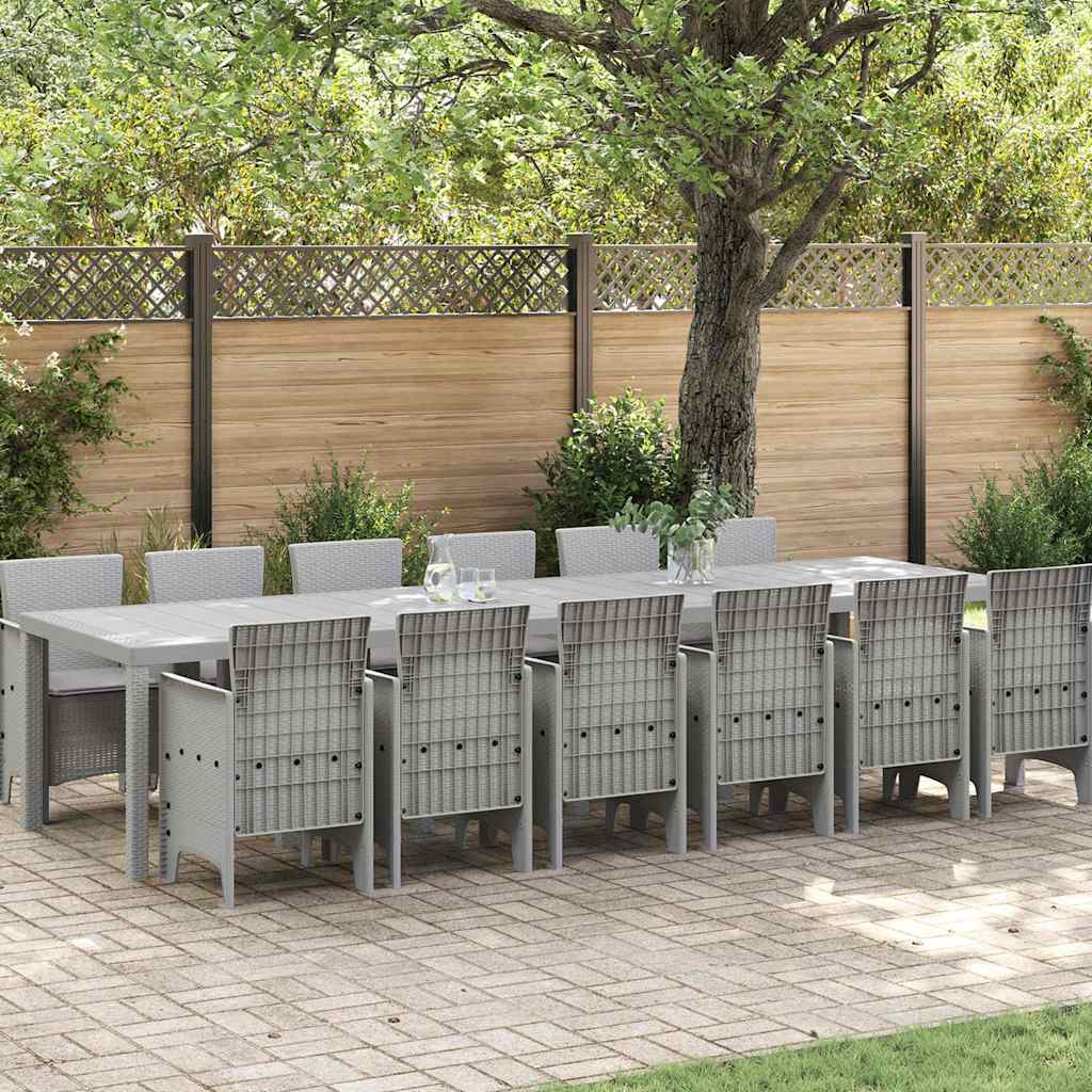Set da Pranzo per Giardino 13 pcs Grigio chiaro Rattan Polt - homemem39