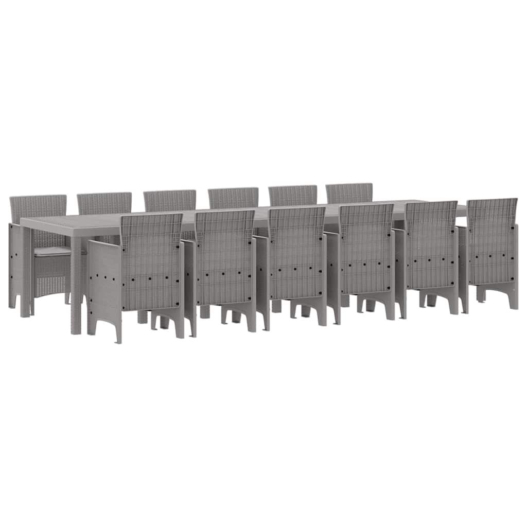 Set da Pranzo per Giardino 13 pcs Grigio chiaro Rattan Polt - homemem39