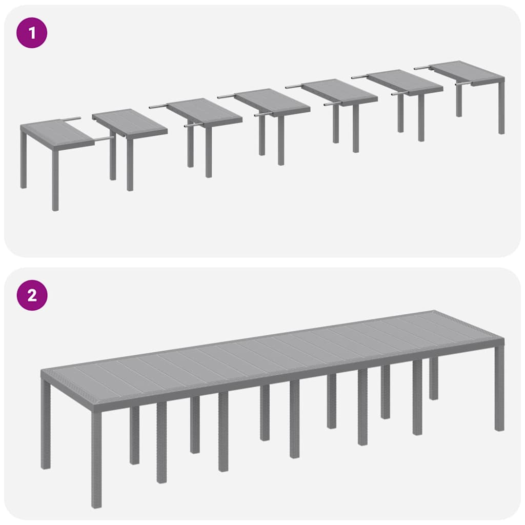 Set da Pranzo per Giardino 13 pcs Grigio chiaro Rattan Polt - homemem39