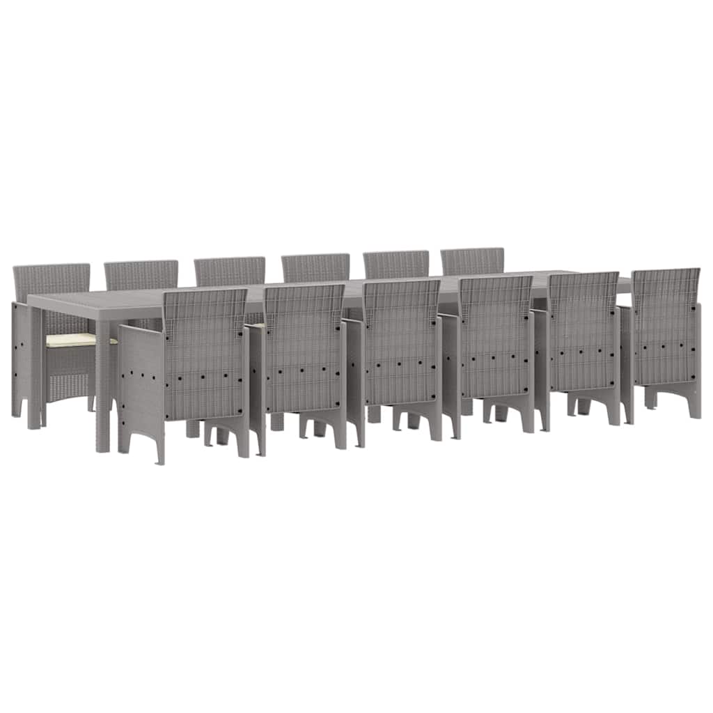 Set da Pranzo per Giardino 13 pcs Grigio chiaro Rattan Polt - homemem39