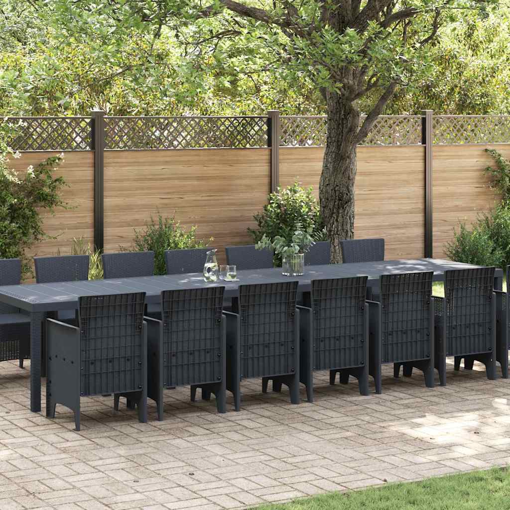 Set da Pranzo per Giardino 15 pcs Antracite Rattan Polt - homemem39