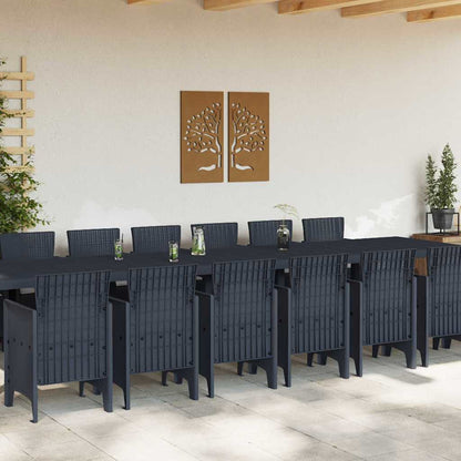 Set da Pranzo per Giardino 15 pcs Antracite Rattan Polt - homemem39