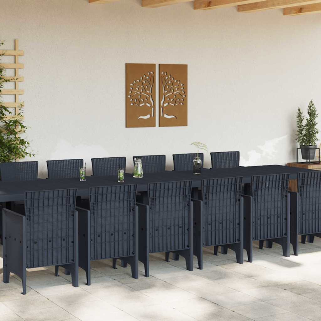Set da Pranzo per Giardino 15 pcs Antracite Rattan Polt - homemem39