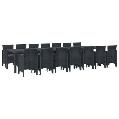 Set da Pranzo per Giardino 15 pcs Antracite Rattan Polt - homemem39