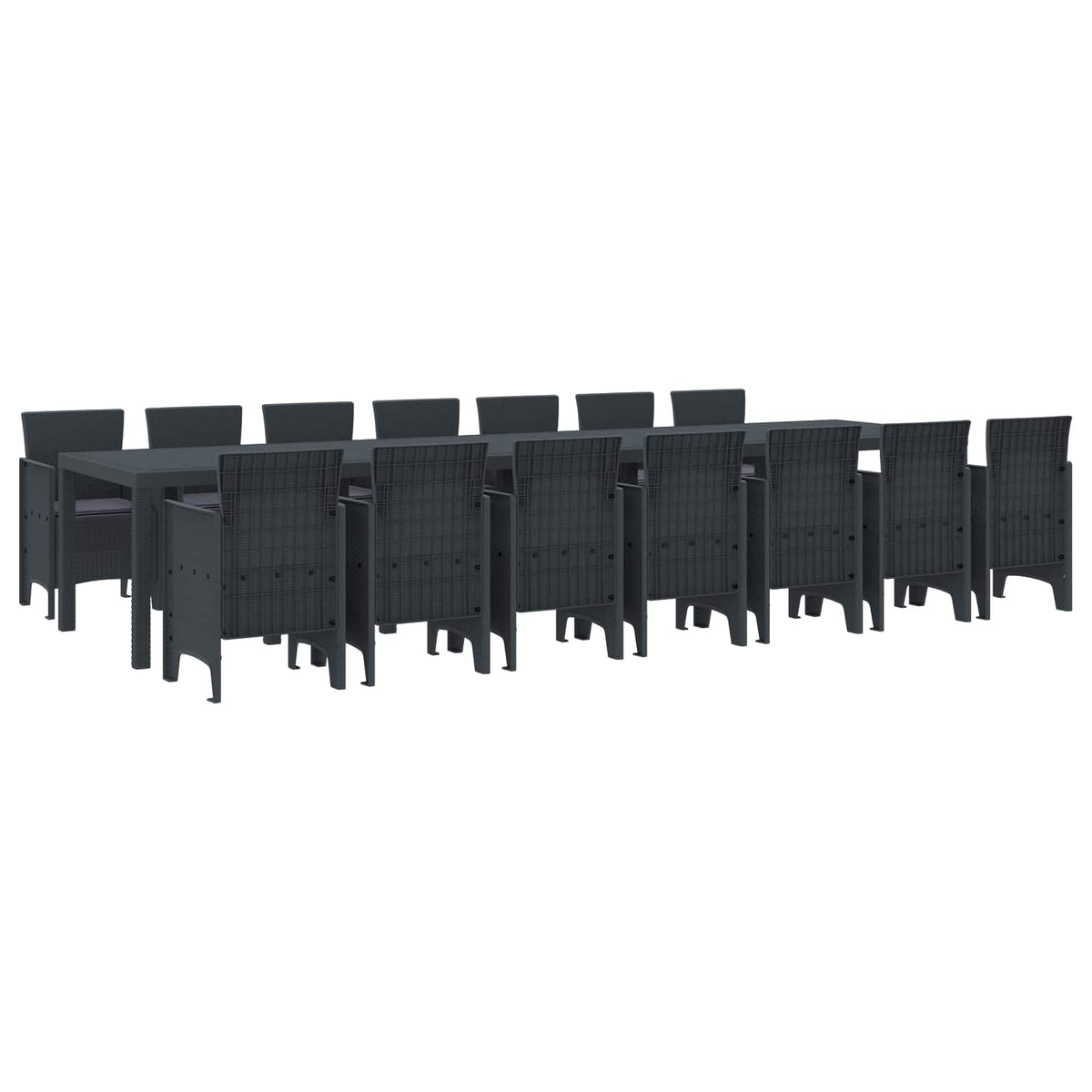 Set da pranzo da giardino con cuscini 15 pz Antracite PP