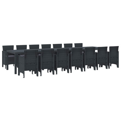 Set da pranzo da giardino con cuscini 15 pz Antracite PP