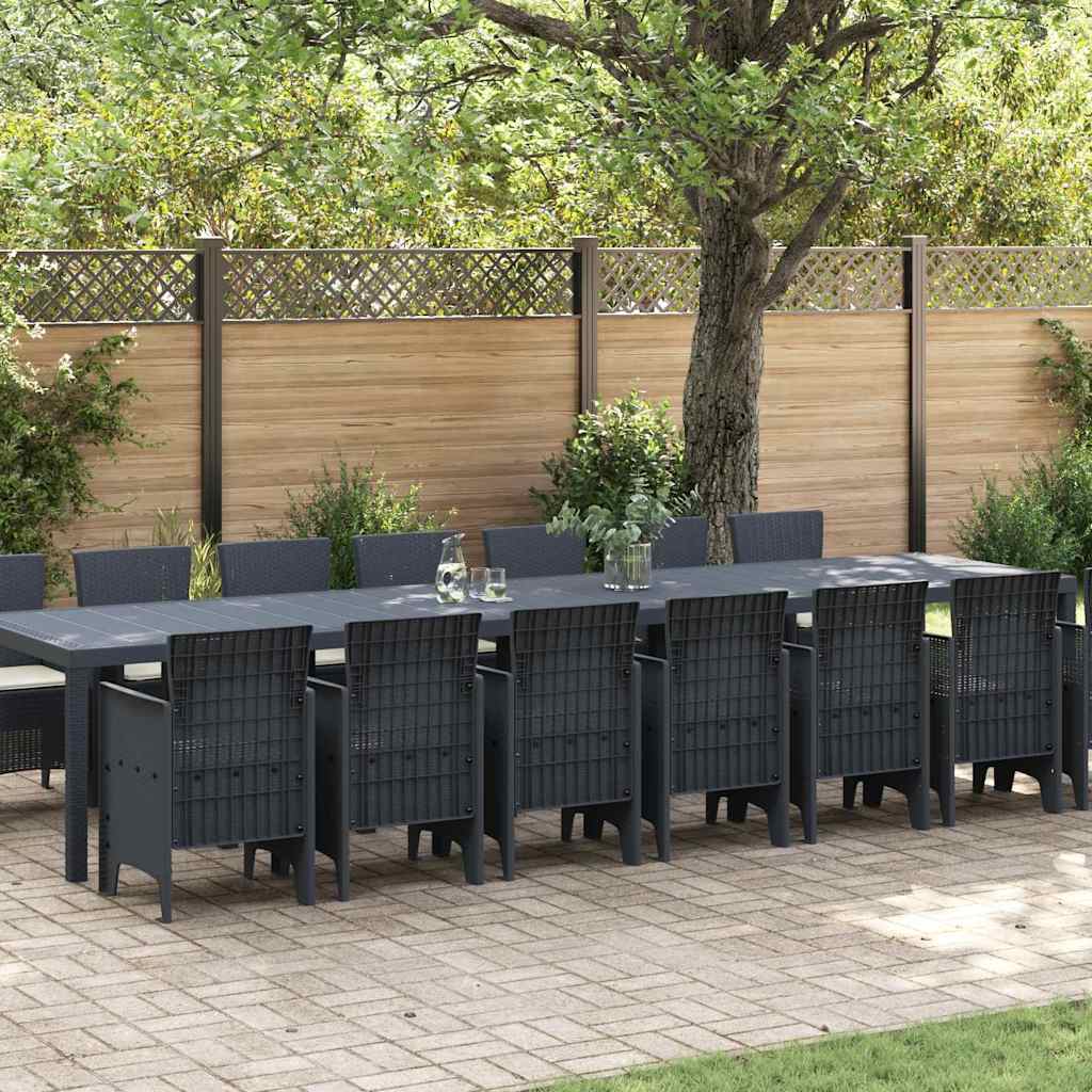Set da Pranzo per Giardino 15 pcs Antracite Rattan Polt - homemem39
