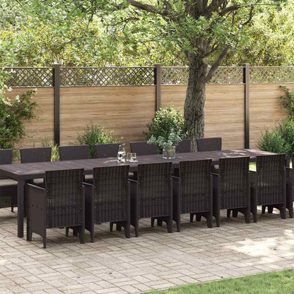 Set da Pranzo per Giardino 15 pcs Marrone Rattan Polt - homemem39