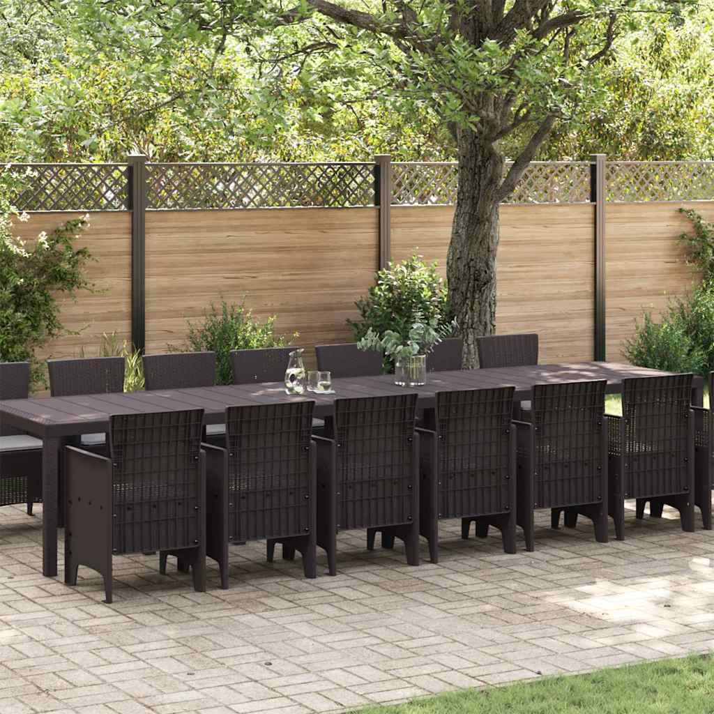 Set da Pranzo per Giardino 15 pcs Marrone Rattan Polt - homemem39