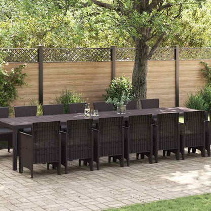 Set da Pranzo per Giardino 15 pcs Marrone Rattan Polt - homemem39