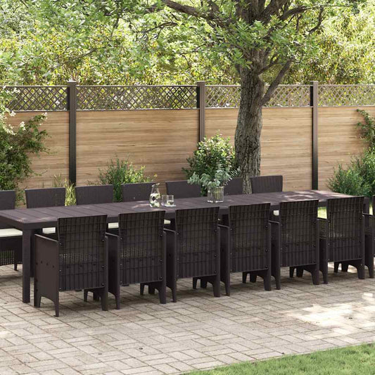 Set da Pranzo per Giardino 15 pcs Marrone Rattan Polt - homemem39