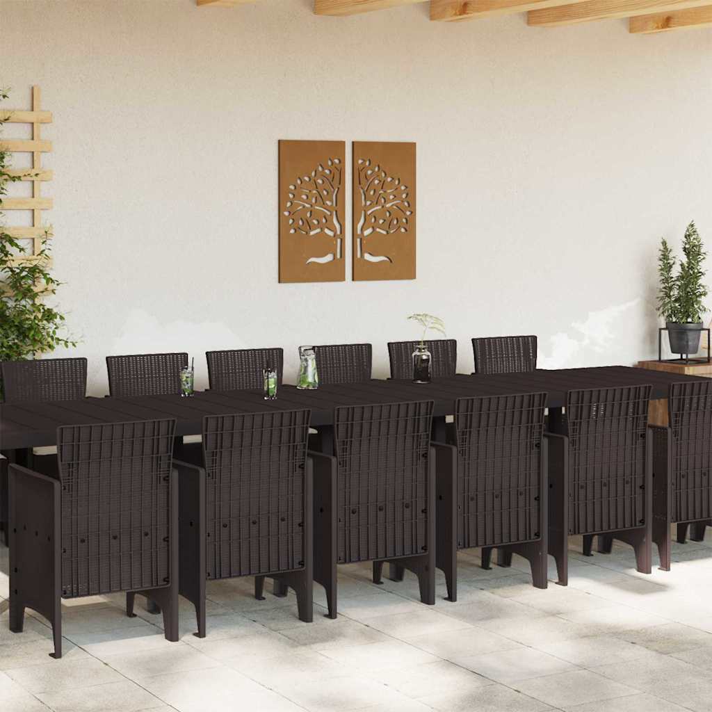 Set da Pranzo per Giardino 15 pcs Marrone Rattan Polt - homemem39