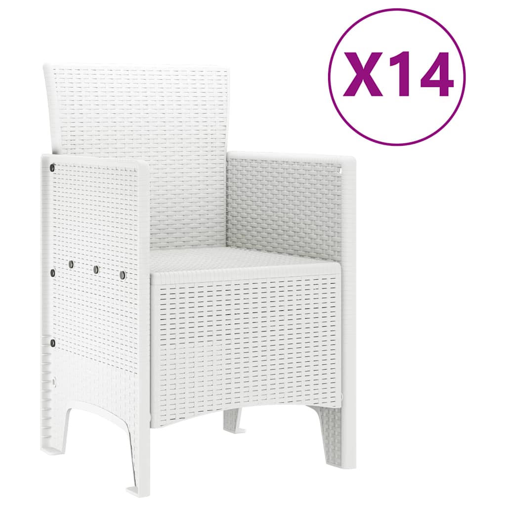 Set da Pranzo per Giardino 15 pcs Bianco Rattan Polt - homemem39