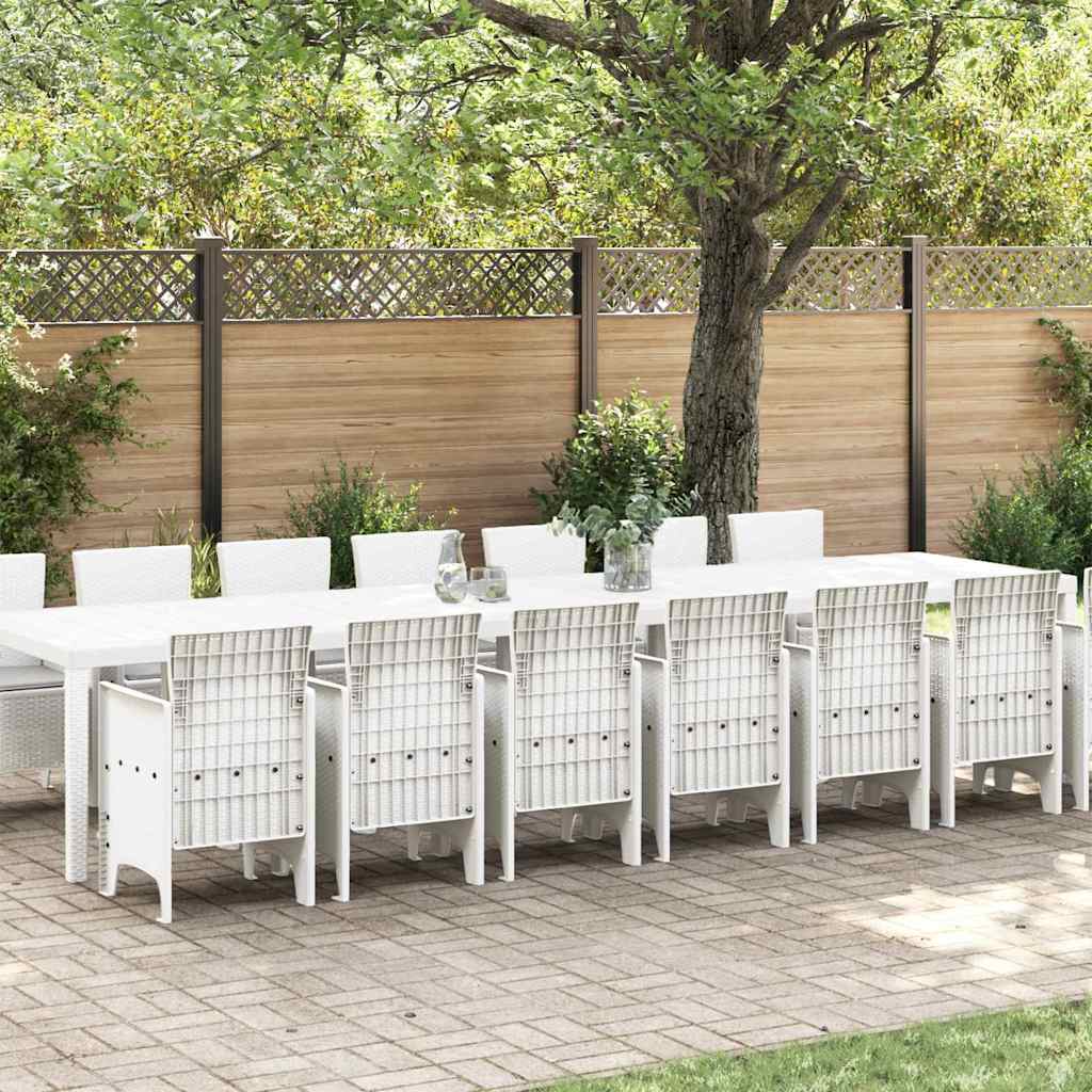 Set da Pranzo per Giardino 15 pcs Bianco Rattan Polt - homemem39