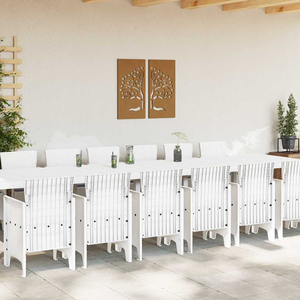 Set da Pranzo per Giardino 15 pcs Bianco Rattan Polt - homemem39