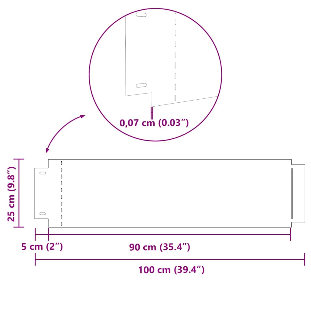 Bordure per prato 5 pcs Argento 100 x 25 x 0,07 cm | homemem39