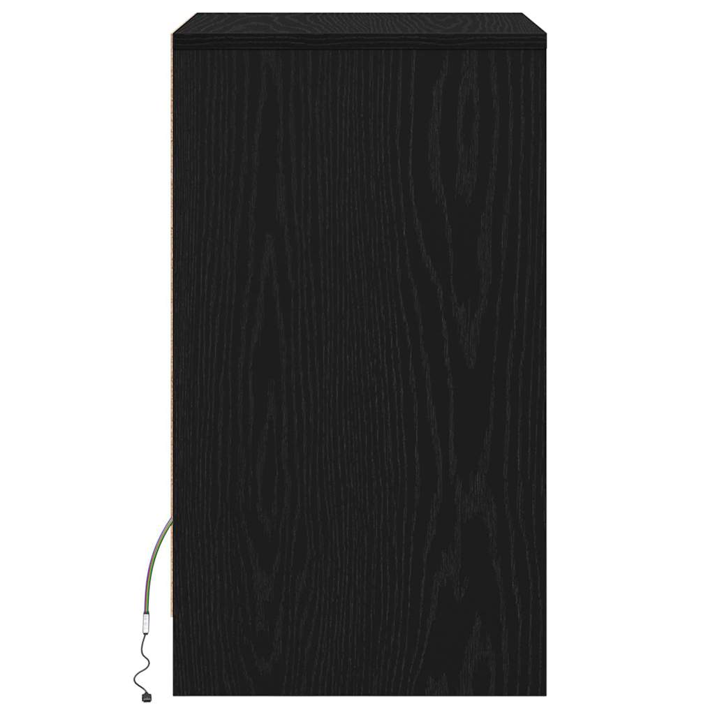 Armadio da Letto LED con cassetto Rovere nero 38 x 34 x 61 cm
