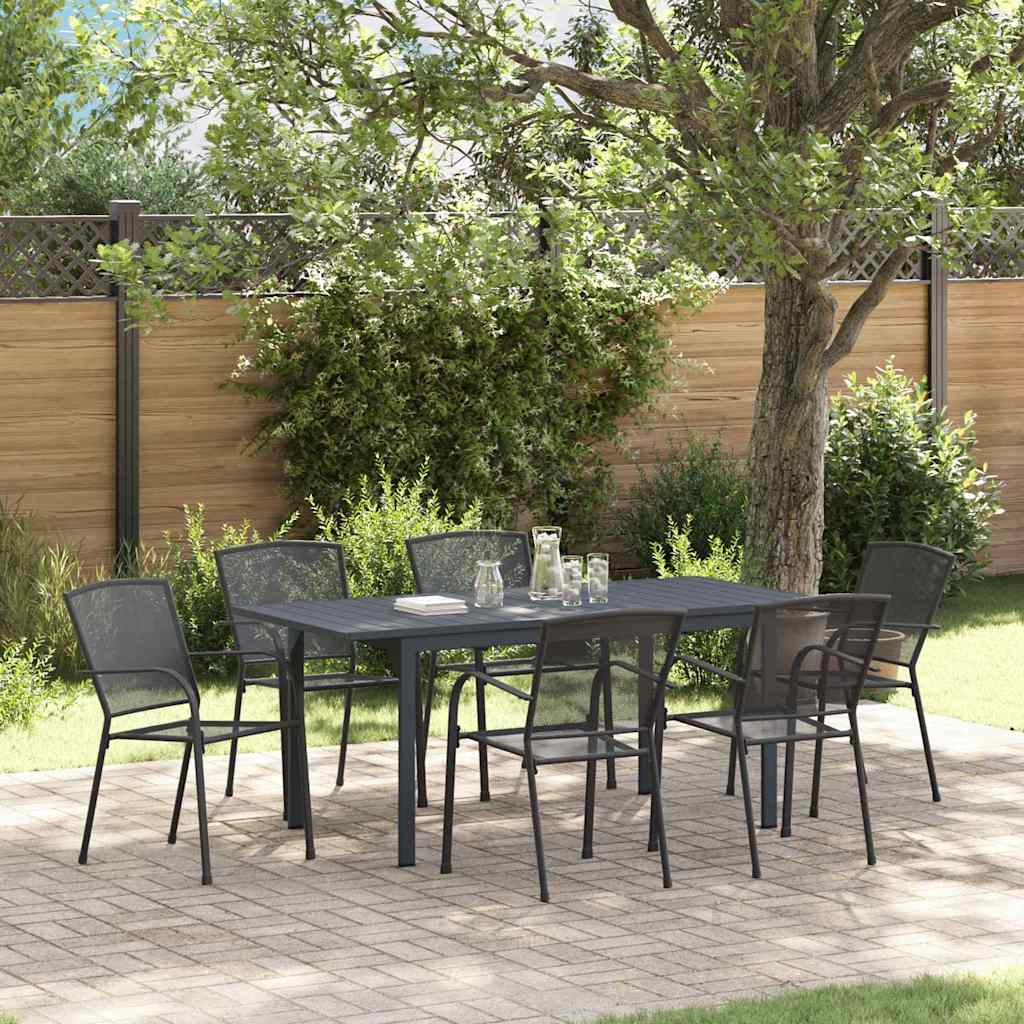 Set da Pranzo per Giardino 7 pcs Antracite Acciaio - homemem39