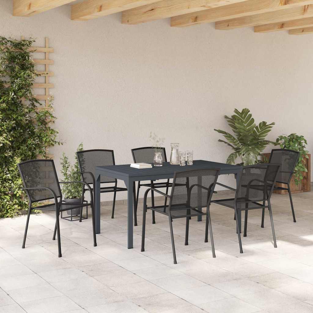 Set da Pranzo per Giardino 7 pcs Antracite Acciaio - homemem39