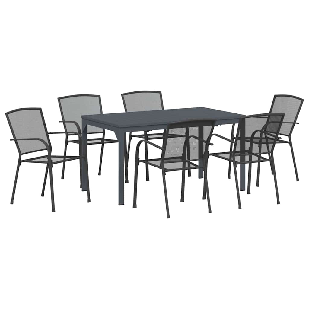 Set da Pranzo per Giardino 7 pcs Antracite Acciaio - homemem39