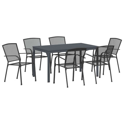 Set da Pranzo per Giardino 7 pcs Antracite Acciaio - homemem39