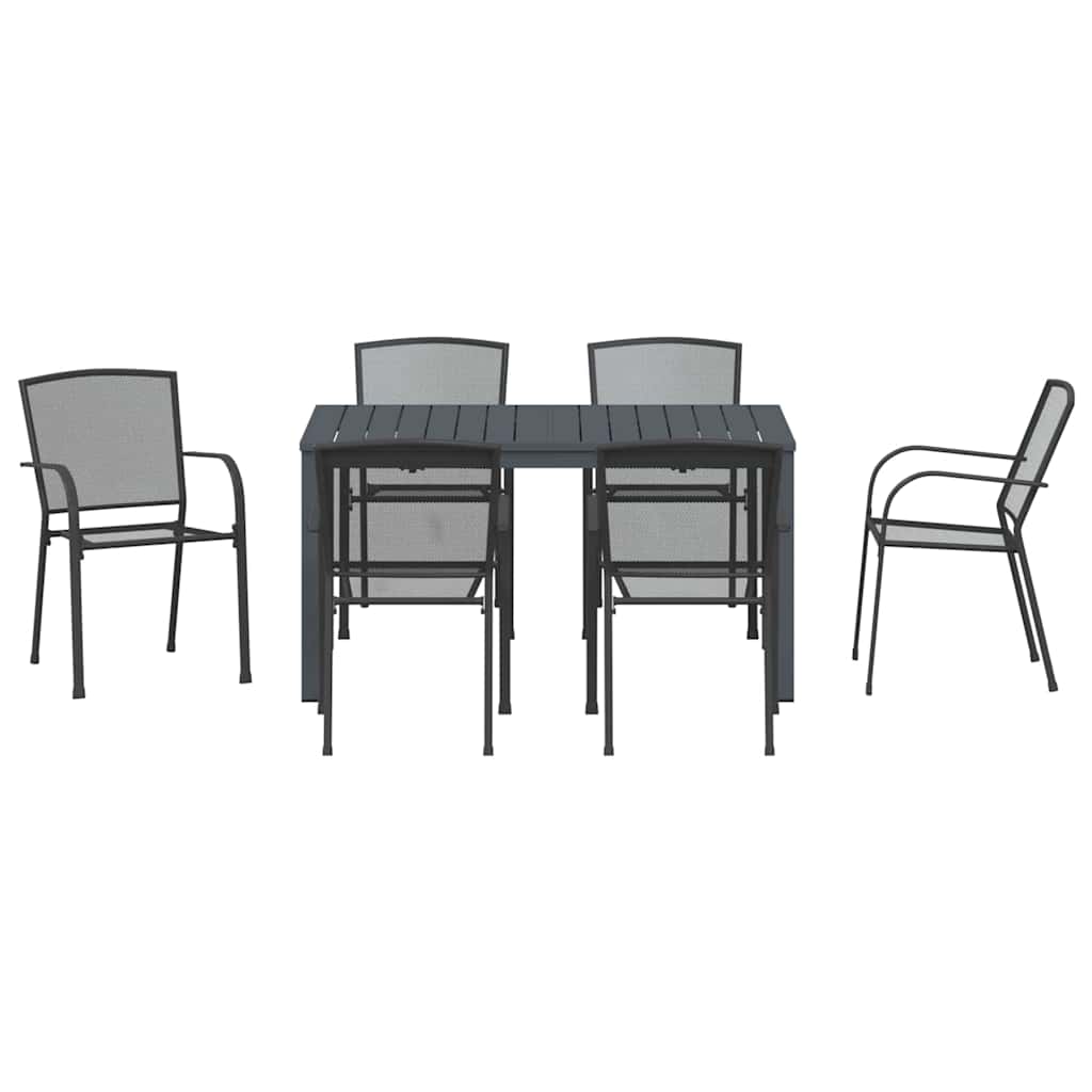 Set da Pranzo per Giardino 7 pcs Antracite Acciaio - homemem39