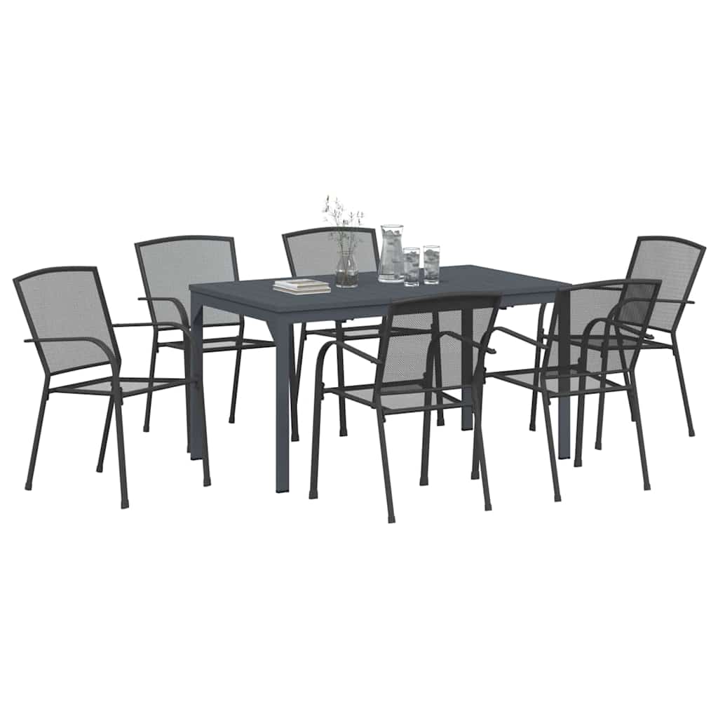 Set da Pranzo per Giardino 7 pcs Antracite Acciaio - homemem39