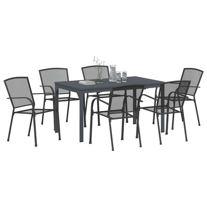 Set da Pranzo per Giardino 7 pcs Antracite Acciaio - homemem39