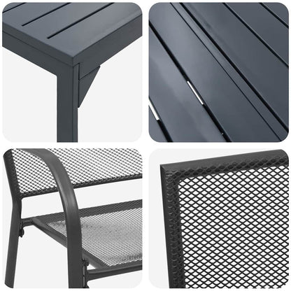 Set da Pranzo per Giardino 9 pcs Antracite Acciaio - homemem39