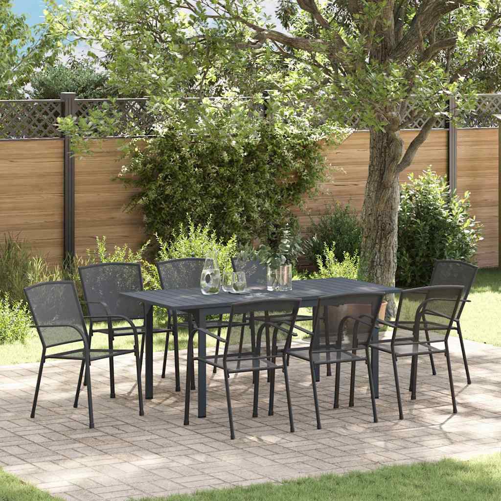 Set da Pranzo per Giardino 9 pcs Antracite Acciaio - homemem39