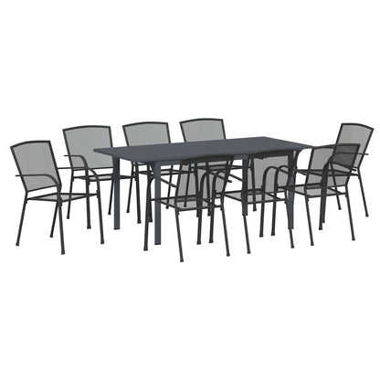Set da Pranzo per Giardino 9 pcs Antracite Acciaio - homemem39