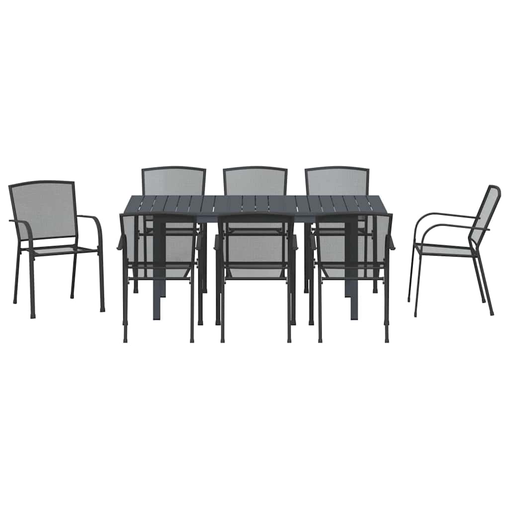Set da Pranzo per Giardino 9 pcs Antracite Acciaio - homemem39