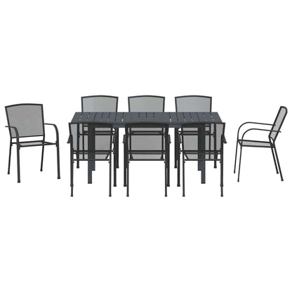 Set da Pranzo per Giardino 9 pcs Antracite Acciaio - homemem39