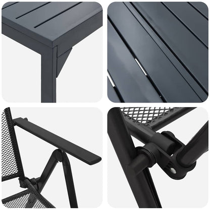 Set da Pranzo per Giardino 7 pcs Antracite Acciaio - homemem39