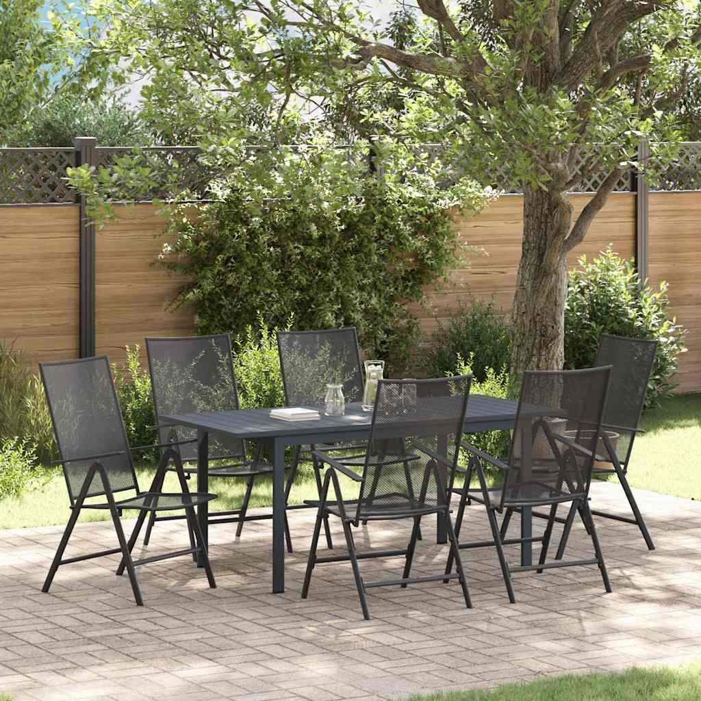 Set da Pranzo per Giardino 7 pcs Antracite Acciaio - homemem39