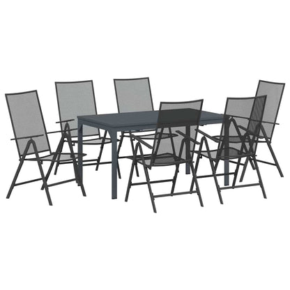 Set da Pranzo per Giardino 7 pcs Antracite Acciaio - homemem39