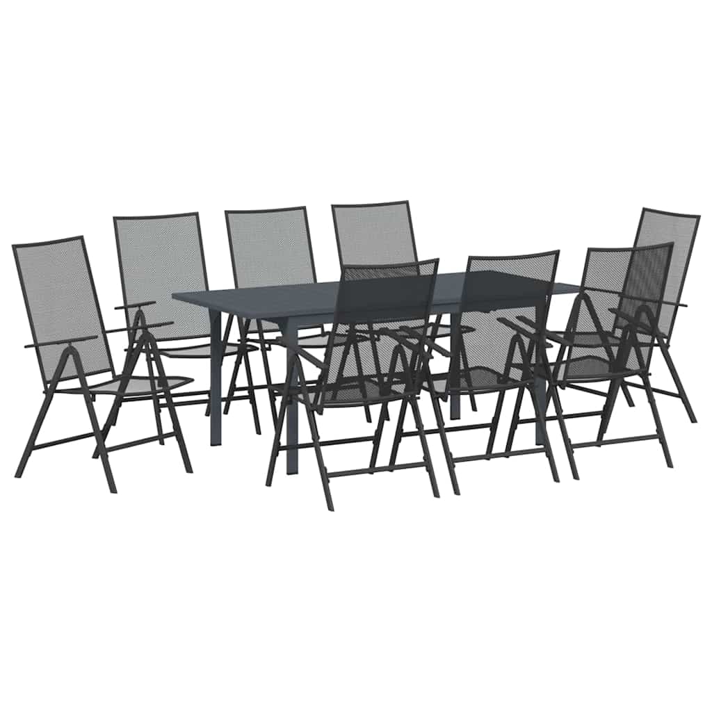 Set da Pranzo per Giardino 9 pcs Antracite Acciaio - homemem39