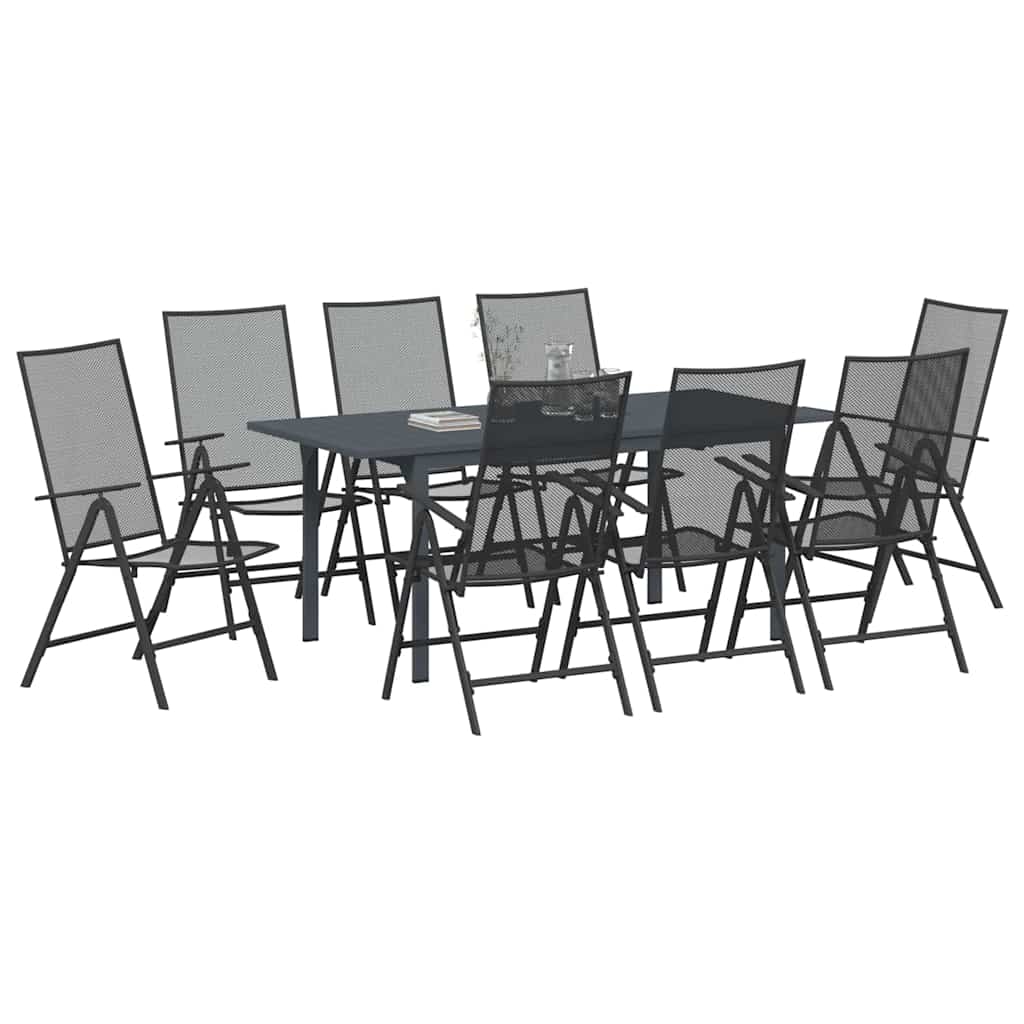 Set da Pranzo per Giardino 9 pcs Antracite Acciaio - homemem39