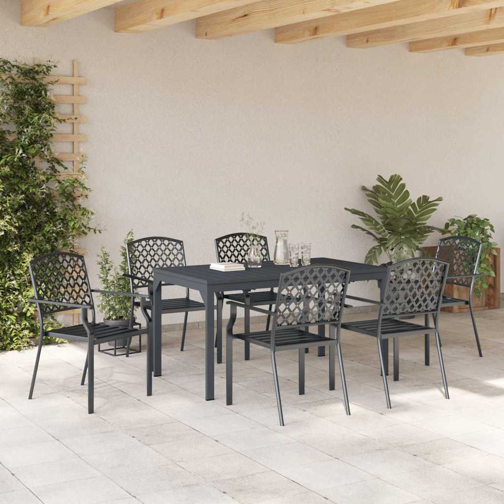 Set da Pranzo per Giardino 7 pcs Antracite Acciaio - homemem39