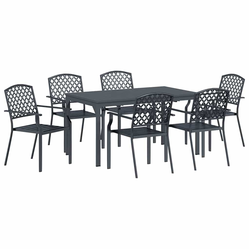 Set da Pranzo per Giardino 7 pcs Antracite Acciaio - homemem39