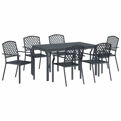 Set da Pranzo per Giardino 7 pcs Antracite Acciaio - homemem39