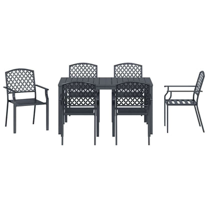 Set da Pranzo per Giardino 7 pcs Antracite Acciaio - homemem39
