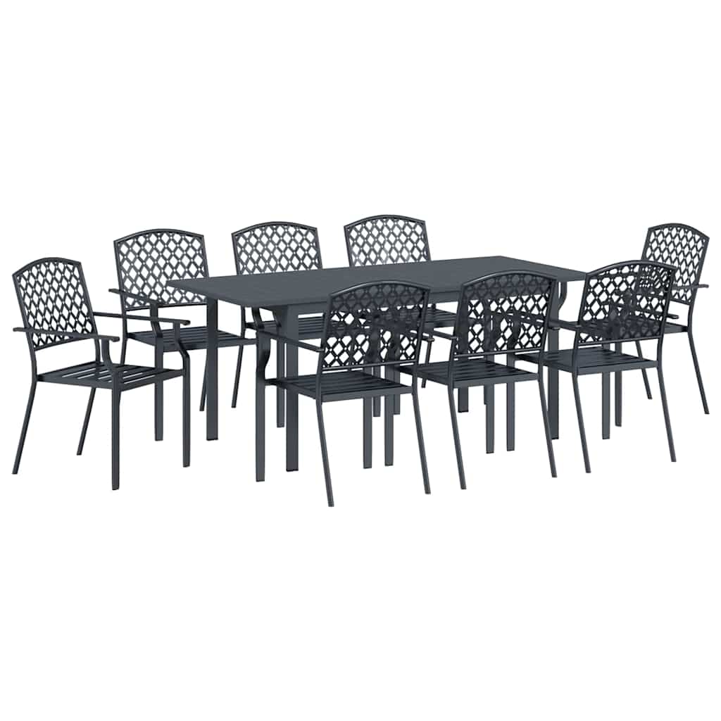 Set da Pranzo per Giardino 9 pcs Antracite Acciaio - homemem39