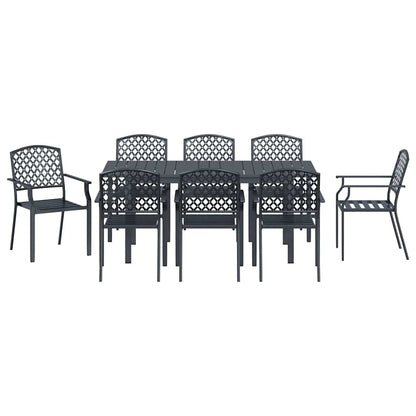 Set da Pranzo per Giardino 9 pcs Antracite Acciaio - homemem39