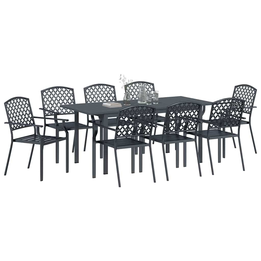 Set da Pranzo per Giardino 9 pcs Antracite Acciaio - homemem39