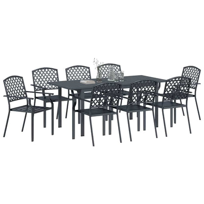 Set da Pranzo per Giardino 9 pcs Antracite Acciaio - homemem39