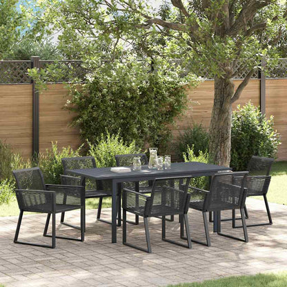 Set da Pranzo per Giardino 7 pcs Nero - homemem39