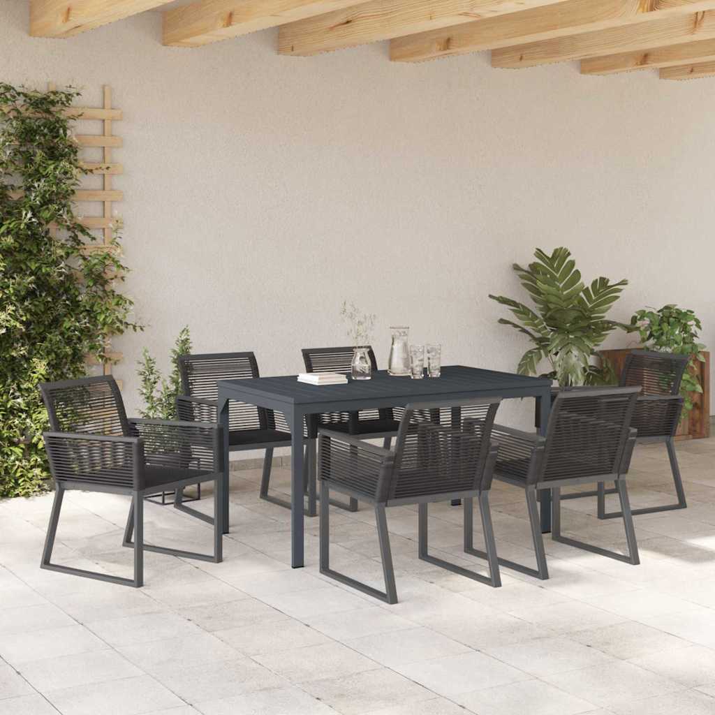 Set da Pranzo per Giardino 7 pcs Nero - homemem39